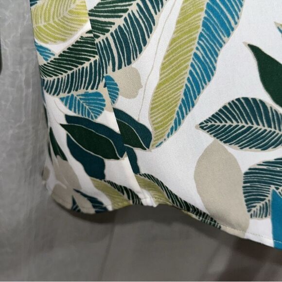 BR XL Beautiful White Green Cream Tropical Leaf Print Long Sleeve Blouse - Picture 10 of 16